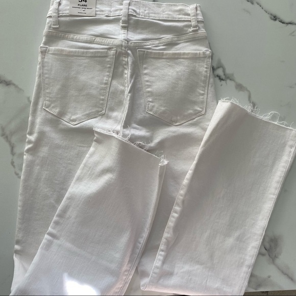 NEW Mango Sienna High Waist Cropped Flare Leg White Denim Stretch Jeans US 2 - Picture 10 of 13